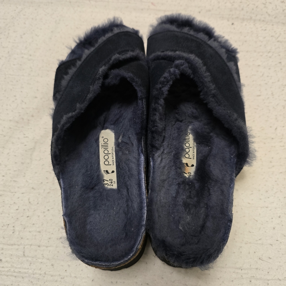 Papillio Women's Fuzzy Black Slippers